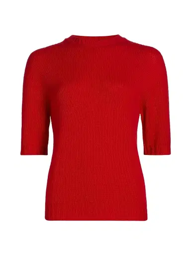 Fabiana Filippi Women's Gauzed Cashmere Short-Sleeve Sweater - Lacca | Thumbnail 1 Fabiana Filippi Women's Gauzed Cashmere Short-Sleeve Sweater - Lacca | Thumbnail 1