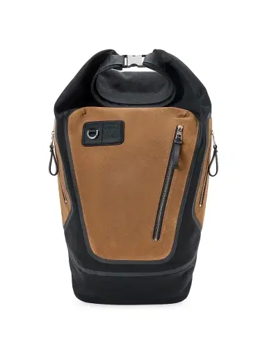 Loewe Men's Roll Top Backpack - Black Dark Gold | Thumbnail 1 Loewe Men's Roll Top Backpack - Black Dark Gold | Thumbnail 1