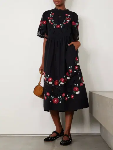 Sea Rosaline Embroidered Broderie Anglaise Cotton And Linen-blend Midi Dress | Thumbnail 2 Sea Rosaline Embroidered Broderie Anglaise Cotton And Linen-blend Midi Dress | Thumbnail 2