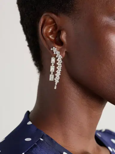 YEPREM 18-karat White Gold Diamond Earrings | Thumbnail 2 YEPREM 18-karat White Gold Diamond Earrings | Thumbnail 2