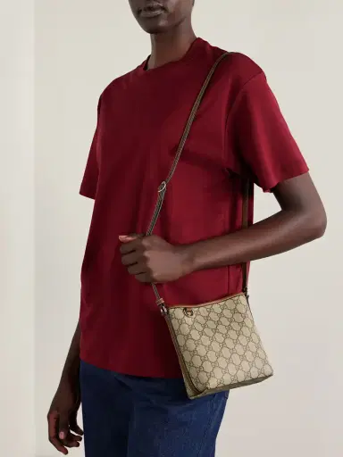 Gucci Gg Emblem Mini Leather-trimmed Printed Coated-canvas Shoulder Bag | Thumbnail 2 Gucci Gg Emblem Mini Leather-trimmed Printed Coated-canvas Shoulder Bag | Thumbnail 2