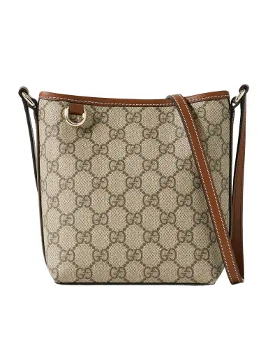 Gucci Gg Emblem Mini Leather-trimmed Printed Coated-canvas Shoulder Bag | Thumbnail 1 Gucci Gg Emblem Mini Leather-trimmed Printed Coated-canvas Shoulder Bag | Thumbnail 1