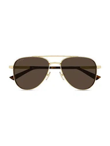 Gucci Men's Subtle Web 56MM Aviator Sunglasses - Gold Brown | Thumbnail 2 Gucci Men's Subtle Web 56MM Aviator Sunglasses - Gold Brown | Thumbnail 2