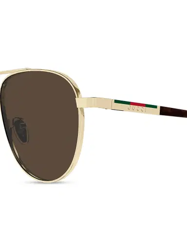 Gucci Men's Subtle Web 56MM Aviator Sunglasses - Gold Brown | Thumbnail 3 Gucci Men's Subtle Web 56MM Aviator Sunglasses - Gold Brown | Thumbnail 3
