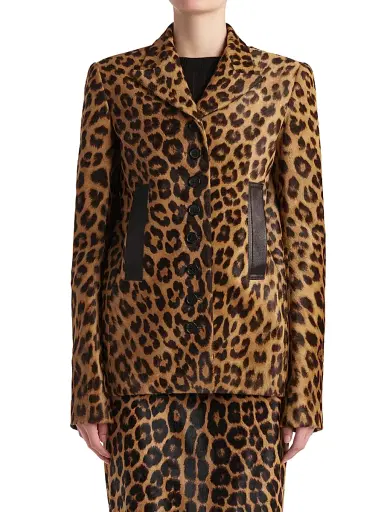 Khaite Women's Saraphina Leopard-Print Calf Hair Jacket - Leopard | Thumbnail 3 Khaite Women's Saraphina Leopard-Print Calf Hair Jacket - Leopard | Thumbnail 3