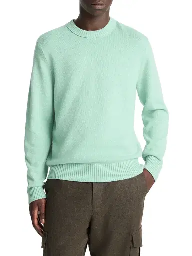 Vince Men's Cashmere-Blend Long-Sleeve Crewneck Sweater - Dark Caterpillar | Thumbnail 1 Vince Men's Cashmere-Blend Long-Sleeve Crewneck Sweater - Dark Caterpillar | Thumbnail 1