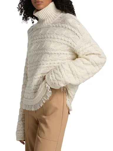 Guest In Residence Women's Cable-Knit Wool-Cashmere Turtleneck Sweater - Cream | Thumbnail 4 Guest In Residence Women's Cable-Knit Wool-Cashmere Turtleneck Sweater - Cream | Thumbnail 4