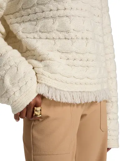 Guest In Residence Women's Cable-Knit Wool-Cashmere Turtleneck Sweater - Cream | Thumbnail 6 Guest In Residence Women's Cable-Knit Wool-Cashmere Turtleneck Sweater - Cream | Thumbnail 6