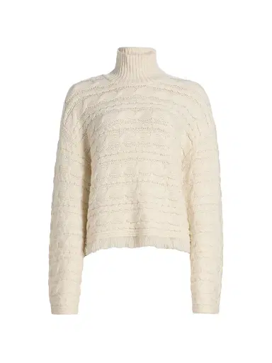 Guest In Residence Women's Cable-Knit Wool-Cashmere Turtleneck Sweater - Cream | Thumbnail 1 Guest In Residence Women's Cable-Knit Wool-Cashmere Turtleneck Sweater - Cream | Thumbnail 1