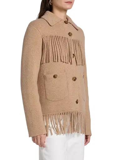 Guest in Residence Women's Western Fringe Wool-Cashmere Jacket - Dune | Thumbnail 4 Guest in Residence Women's Western Fringe Wool-Cashmere Jacket - Dune | Thumbnail 4