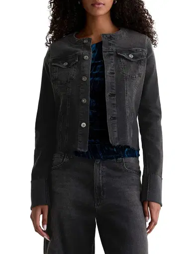 AG Jeans Women's Robyn Collarless Denim Jacket - Nebula | Thumbnail 3 AG Jeans Women's Robyn Collarless Denim Jacket - Nebula | Thumbnail 3