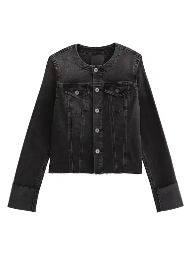 AG Jeans Women's Robyn Collarless Denim Jacket - Nebula | Thumbnail 1 AG Jeans Women's Robyn Collarless Denim Jacket - Nebula | Thumbnail 1