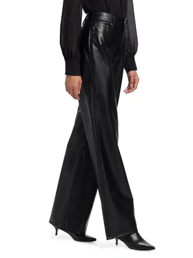Veronica Beard Women's Kasey Faux Leather Wide-Leg Pants - Black | Thumbnail 4 Veronica Beard Women's Kasey Faux Leather Wide-Leg Pants - Black | Thumbnail 4