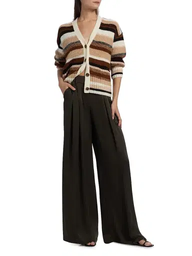 Ramy Brook Women's Caroline Striped V-Neck Cardigan - Neutral Stripe | Thumbnail 2 Ramy Brook Women's Caroline Striped V-Neck Cardigan - Neutral Stripe | Thumbnail 2