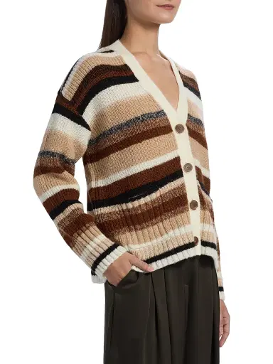 Ramy Brook Women's Caroline Striped V-Neck Cardigan - Neutral Stripe | Thumbnail 4 Ramy Brook Women's Caroline Striped V-Neck Cardigan - Neutral Stripe | Thumbnail 4