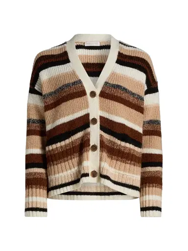 Ramy Brook Women's Caroline Striped V-Neck Cardigan - Neutral Stripe | Thumbnail 1 Ramy Brook Women's Caroline Striped V-Neck Cardigan - Neutral Stripe | Thumbnail 1