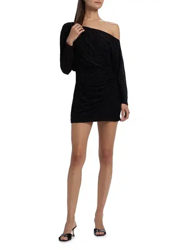 Ramy Brook Women's Lawrence Polka Dot One-Shoulder Minidress - Black Dot | Thumbnail 2 Ramy Brook Women's Lawrence Polka Dot One-Shoulder Minidress - Black Dot | Thumbnail 2