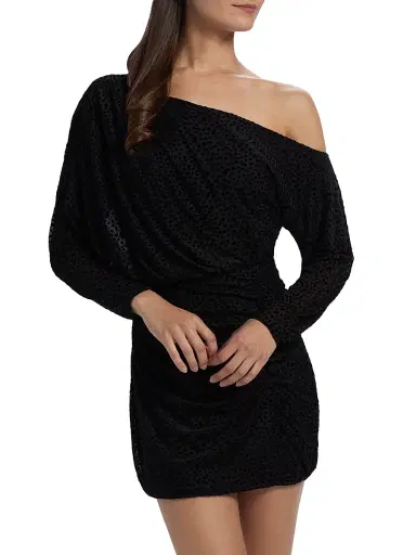 Ramy Brook Women's Lawrence Polka Dot One-Shoulder Minidress - Black Dot | Thumbnail 3 Ramy Brook Women's Lawrence Polka Dot One-Shoulder Minidress - Black Dot | Thumbnail 3