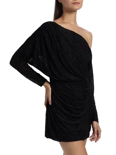 Ramy Brook Women's Lawrence Polka Dot One-Shoulder Minidress - Black Dot | Thumbnail 4 Ramy Brook Women's Lawrence Polka Dot One-Shoulder Minidress - Black Dot | Thumbnail 4