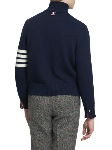 Thom Browne Men's 4-Bar Stripe Virgin Wool Half-Zip Sweater - Navy - Size Medium | Thumbnail 5 Thom Browne Men's 4-Bar Stripe Virgin Wool Half-Zip Sweater - Navy - Size Medium | Thumbnail 5