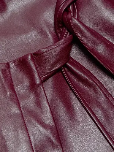 Milly Women's Faux-Leather Side-Tie Midi-Skirt - Deep Burgundy | Thumbnail 7 Milly Women's Faux-Leather Side-Tie Midi-Skirt - Deep Burgundy | Thumbnail 7