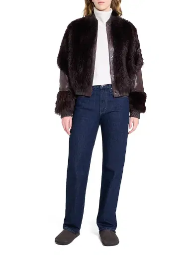 TWP Women's Marnie Leather & Shearling Jacket - Red Wine | Thumbnail 2 TWP Women's Marnie Leather & Shearling Jacket - Red Wine | Thumbnail 2