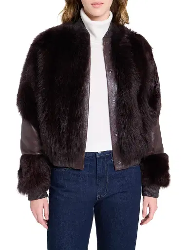 TWP Women's Marnie Leather & Shearling Jacket - Red Wine | Thumbnail 3 TWP Women's Marnie Leather & Shearling Jacket - Red Wine | Thumbnail 3