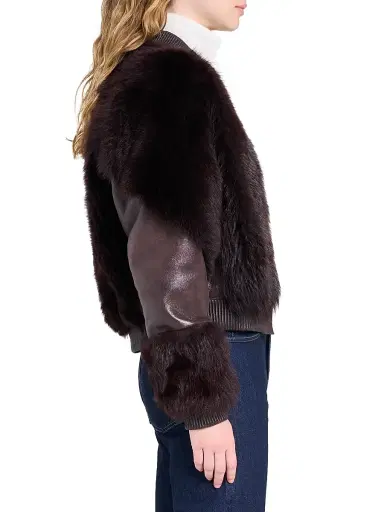 TWP Women's Marnie Leather & Shearling Jacket - Red Wine | Thumbnail 4 TWP Women's Marnie Leather & Shearling Jacket - Red Wine | Thumbnail 4