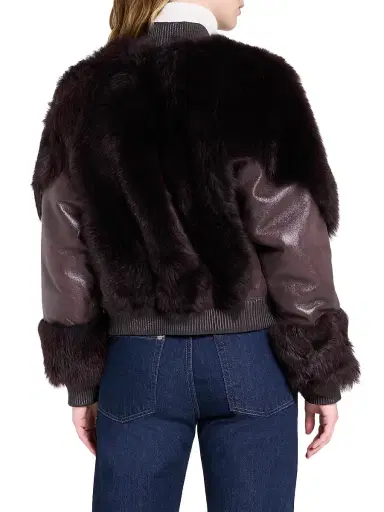 TWP Women's Marnie Leather & Shearling Jacket - Red Wine | Thumbnail 5 TWP Women's Marnie Leather & Shearling Jacket - Red Wine | Thumbnail 5