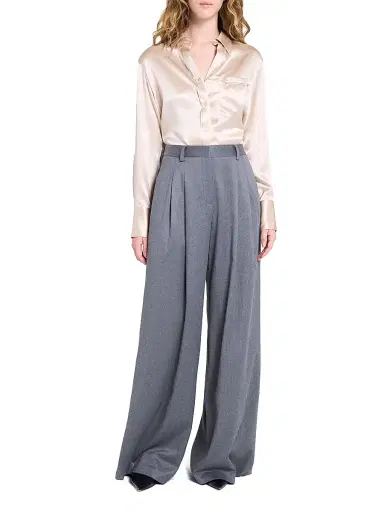 TWP Women's Avery Tailored Wool Straight-Leg Pants - Medium Heather Grey | Thumbnail 2 TWP Women's Avery Tailored Wool Straight-Leg Pants - Medium Heather Grey | Thumbnail 2
