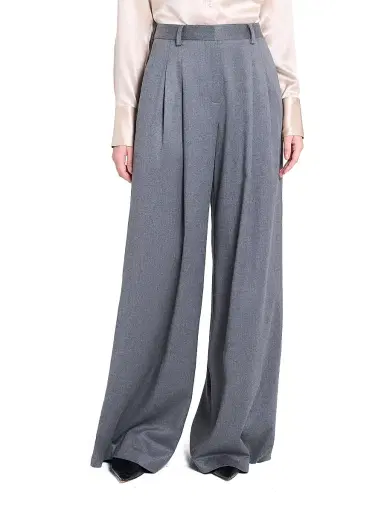 TWP Women's Avery Tailored Wool Straight-Leg Pants - Medium Heather Grey | Thumbnail 3 TWP Women's Avery Tailored Wool Straight-Leg Pants - Medium Heather Grey | Thumbnail 3