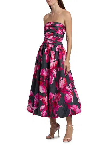 AMUR Women's Helena Floral Bubble-Hem Midi-Dress - Rosewood Flora | Thumbnail 4 AMUR Women's Helena Floral Bubble-Hem Midi-Dress - Rosewood Flora | Thumbnail 4