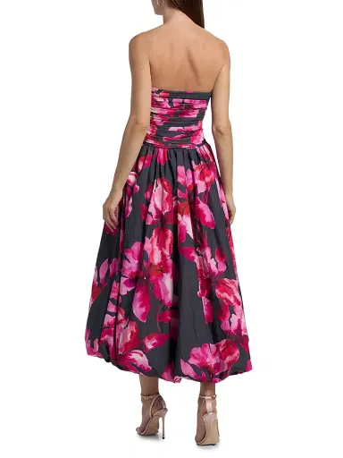 AMUR Women's Helena Floral Bubble-Hem Midi-Dress - Rosewood Flora | Thumbnail 5 AMUR Women's Helena Floral Bubble-Hem Midi-Dress - Rosewood Flora | Thumbnail 5