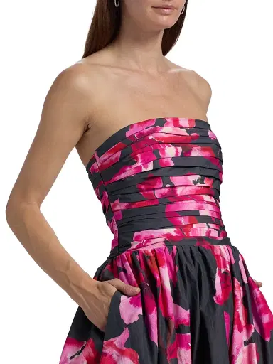 AMUR Women's Helena Floral Bubble-Hem Midi-Dress - Rosewood Flora | Thumbnail 6 AMUR Women's Helena Floral Bubble-Hem Midi-Dress - Rosewood Flora | Thumbnail 6