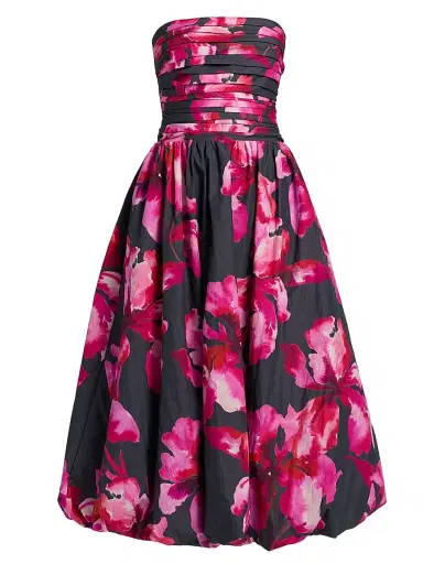 AMUR Women's Helena Floral Bubble-Hem Midi-Dress - Rosewood Flora | Thumbnail 1 AMUR Women's Helena Floral Bubble-Hem Midi-Dress - Rosewood Flora | Thumbnail 1