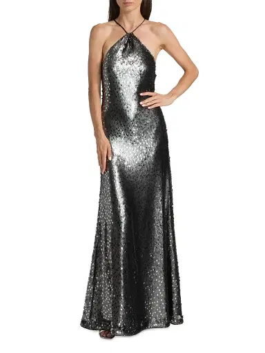 Toccin Women's Monica Sequined Gown - Gunmetal | Thumbnail 3 Toccin Women's Monica Sequined Gown - Gunmetal | Thumbnail 3