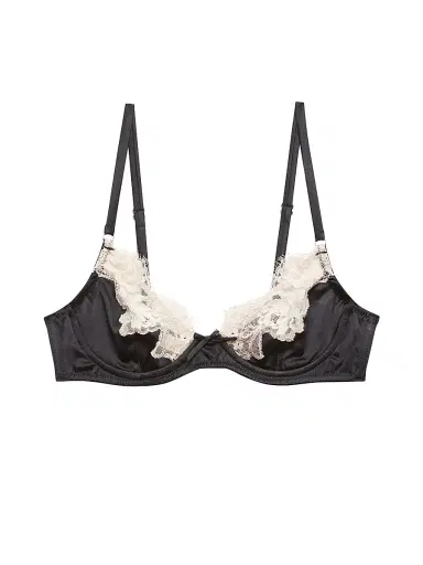 Fleur du Mal Women's Juliet Silk & Lace Demi Bra - Black - Size 38D | Thumbnail 1 Fleur du Mal Women's Juliet Silk & Lace Demi Bra - Black - Size 38D | Thumbnail 1