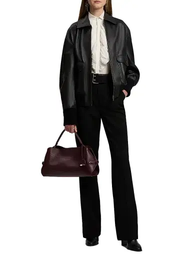 Ralph Lauren Collection Women's Leather Top Handle Bag - Burgundy | Thumbnail 3 Ralph Lauren Collection Women's Leather Top Handle Bag - Burgundy | Thumbnail 3