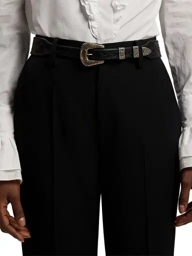 Ralph Lauren Collection Women's Tooled Leather Belt - Black - Size XS | Thumbnail 5 Ralph Lauren Collection Women's Tooled Leather Belt - Black - Size XS | Thumbnail 5