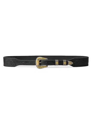 Ralph Lauren Collection Women's Tooled Leather Belt - Black - Size XS | Thumbnail 1 Ralph Lauren Collection Women's Tooled Leather Belt - Black - Size XS | Thumbnail 1