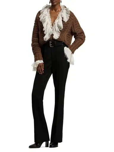 Ralph Lauren Collection Women's Mixed Stitch Cashmere Cardigan - Cognac | Thumbnail 2 Ralph Lauren Collection Women's Mixed Stitch Cashmere Cardigan - Cognac | Thumbnail 2