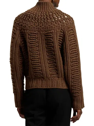 Ralph Lauren Collection Women's Mixed Stitch Cashmere Cardigan - Cognac | Thumbnail 4 Ralph Lauren Collection Women's Mixed Stitch Cashmere Cardigan - Cognac | Thumbnail 4