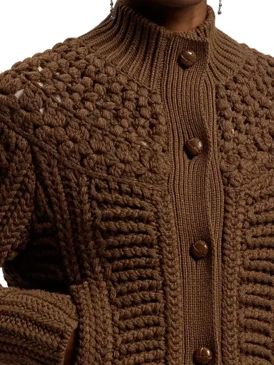 Ralph Lauren Collection Women's Mixed Stitch Cashmere Cardigan - Cognac | Thumbnail 5 Ralph Lauren Collection Women's Mixed Stitch Cashmere Cardigan - Cognac | Thumbnail 5
