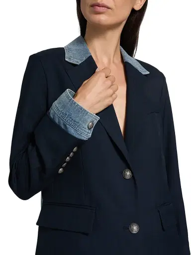 Kobi Halperin Women's Silva Mixed-Media Wool-Blend Jacket - Navy | Thumbnail 6 Kobi Halperin Women's Silva Mixed-Media Wool-Blend Jacket - Navy | Thumbnail 6