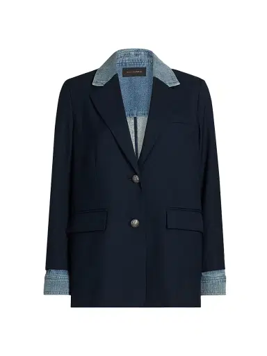 Kobi Halperin Women's Silva Mixed-Media Wool-Blend Jacket - Navy | Thumbnail 1 Kobi Halperin Women's Silva Mixed-Media Wool-Blend Jacket - Navy | Thumbnail 1