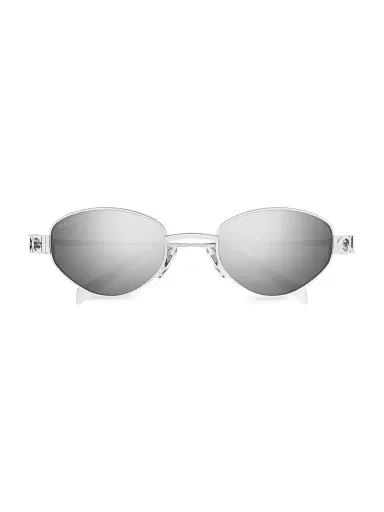 Gucci Women's Block Bending 47MM Oval Sunglasses - Silver | Thumbnail 2 Gucci Women's Block Bending 47MM Oval Sunglasses - Silver | Thumbnail 2