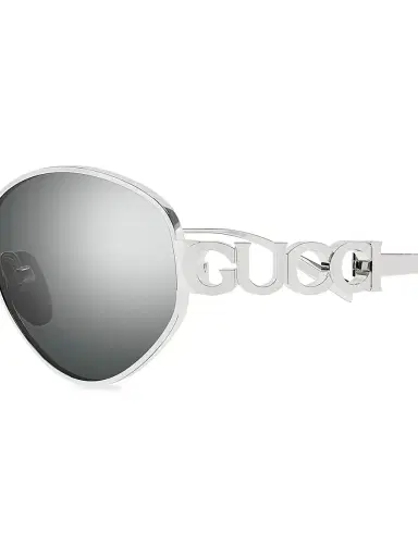 Gucci Women's Block Bending 47MM Oval Sunglasses - Silver | Thumbnail 3 Gucci Women's Block Bending 47MM Oval Sunglasses - Silver | Thumbnail 3