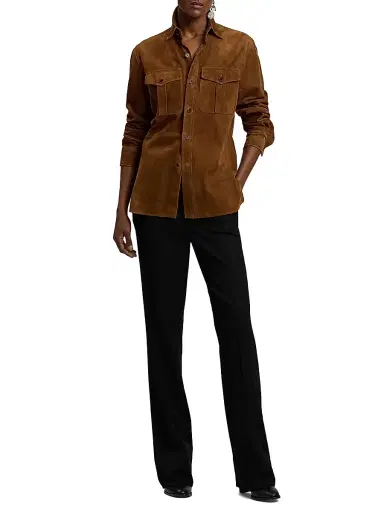 Ralph Lauren Collection Women's Landry Lightweight Suede Shirt - Cognac | Thumbnail 2 Ralph Lauren Collection Women's Landry Lightweight Suede Shirt - Cognac | Thumbnail 2