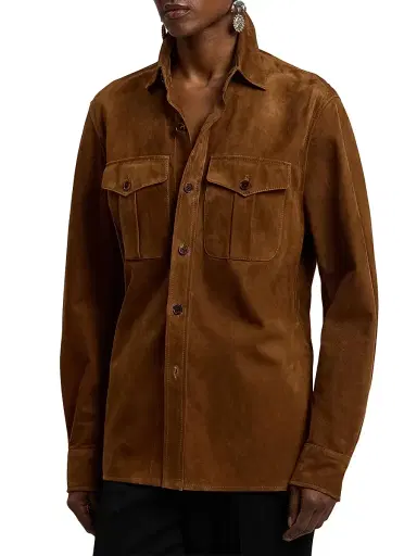 Ralph Lauren Collection Women's Landry Lightweight Suede Shirt - Cognac | Thumbnail 4 Ralph Lauren Collection Women's Landry Lightweight Suede Shirt - Cognac | Thumbnail 4