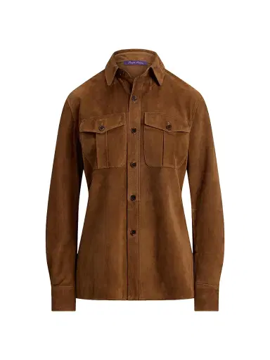 Ralph Lauren Collection Women's Landry Lightweight Suede Shirt - Cognac | Thumbnail 1 Ralph Lauren Collection Women's Landry Lightweight Suede Shirt - Cognac | Thumbnail 1